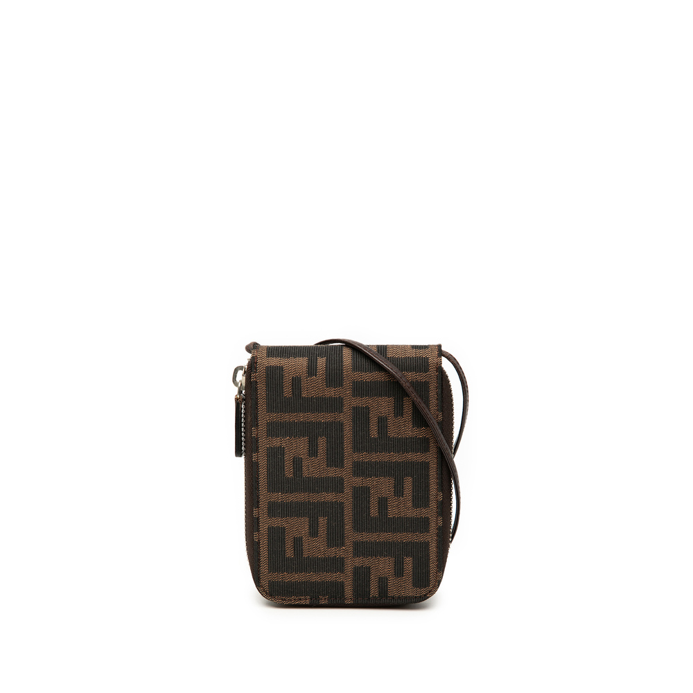 Pre-Loved Fendi Zucca Canvas Zip Wallet on Strap